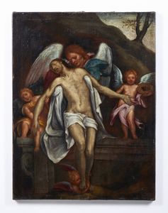 ARTISTA LOMBARDO DEL XVI SECOLO : Cristo deposto sorretto dagli angeli  - Asta Asta 469 | ARTE ANTICA E DEL XIX SECOLO Online - Associazione Nazionale - Case d'Asta italiane