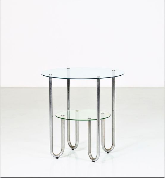 MILANO COVA : Tavolino in metallo cromato e cristallo, anni 40  - Asta ASTA 247 DESIGN - Associazione Nazionale - Case d'Asta italiane