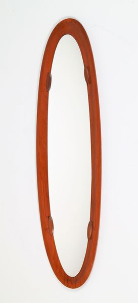MANIFATTURA DANESE : Specchio da parete in legno e vetro, anni 60  - Asta ASTA 247 DESIGN - Associazione Nazionale - Case d'Asta italiane