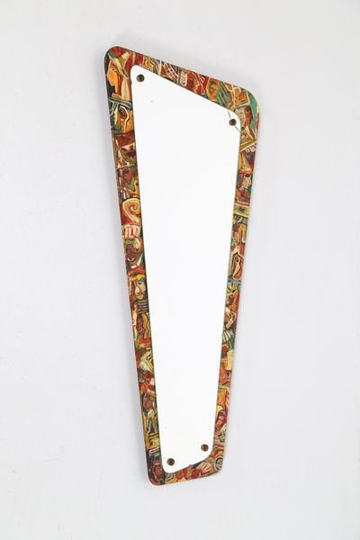 GRUPPO DECALAGE : Specchio da parete in legno dipinto e vetro, anni 50  - Asta ASTA 247 DESIGN - Associazione Nazionale - Case d'Asta italiane