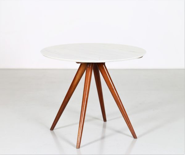 Anonimo : Tavolino in legno con piano in marmo, anni 50  - Asta ASTA 247 DESIGN - Associazione Nazionale - Case d'Asta italiane