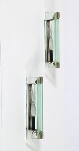 VECA - Coppia di appliques in metallo e vetro, anni 60