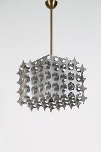 MARIO MARENCO - Lampada a sospensione in metallo anodizzato fustellato, per Artemide 1968