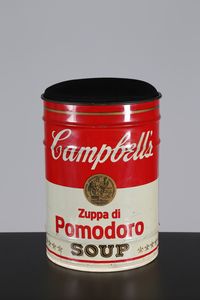 SIMON GAVINA - Bidone Campbell soap in latta verniciata, omaggio a Andy Warhol, anni '70.