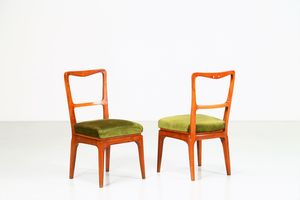 PAOLO BUFFA - Coppia di sedie in ciliegio e tessuto, anni 40