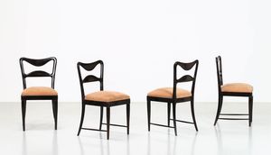 OSVALDO BORSANI - Quattro sedie in legno e tessuto, anni 50