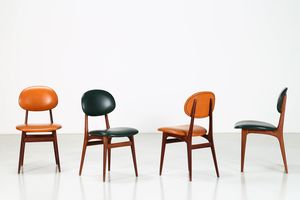 CARLO HAUNER - Quattro sedie in legno e sky, anni 60