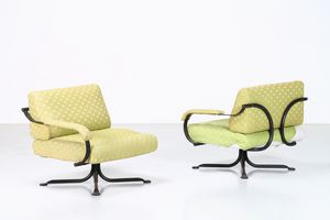 FULVIO RABONI - Divano componibile in due sedute, in metallo, acciaio e tessuto, mod. P 60, per Delitala, 1960