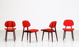 CARLO HAUNER - Quattro sedie in teak e tessuto, per Forma anni 60