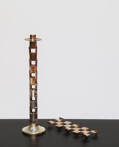 CLETO MUNARI - Portapenne e candelabro in argento, marchio e punzoni presenti,