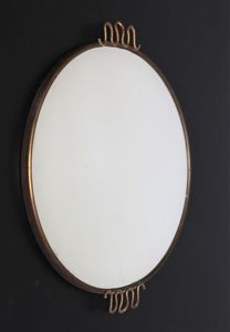 OSVALDO BORSANI - Specchio da parete in ottone, metallo laccato e vetro, produzione ABV Arredamenti Borsani-Varedo, anni 40