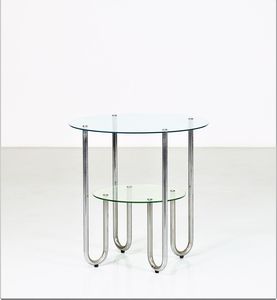 MILANO COVA - Tavolino in metallo cromato e cristallo, anni 40