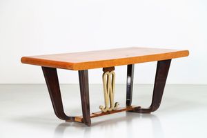MANIFATTURA ITALIANA - Tavolo in legno di varie essenze, anni 40
