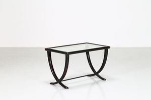 MELCHIORRE BEGA - Tavolino in legno ebanizzato e piano in cristallo, anni 40