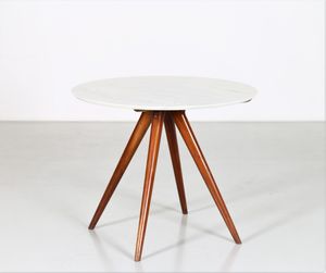 Anonimo - Tavolino in legno con piano in marmo, anni 50