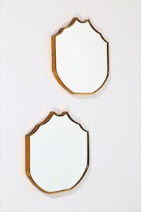 PAOLO BUFFA - Coppia di specchiere da parete in ottone e vetro, anni 50