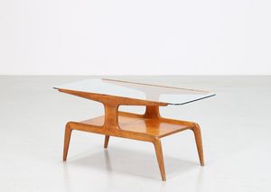 GIO' PONTI - Tavolino da caffe in frassino e piano in cristallo, anni 50. Expertise a cura di Salvatore Licitra Archives Gio Ponti Milano.