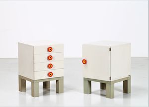 ETTORE SOTTSASS - Coppia di elementi componibili in laminato, mod. Cubirolo per Design Centre Poltronova anni 60