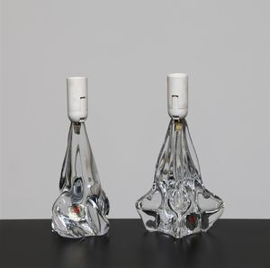 CRISTAL ILE DE FRANCE - Coppia di lampade da tavolo in cristallo, etichetta originale presente