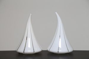 MANIFATTURA MURANO - Coppia di lampade da tavolo in vetro, anni 70