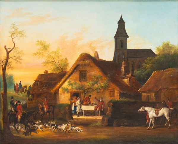 Scuola inglese, secolo XIX : Partenza per la caccia  - Asta Incanti d'Arte - Associazione Nazionale - Case d'Asta italiane