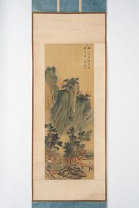Tre scroll raffiguranti paesaggi montani con case, Cina, secolo XX  - Asta Incanti d'Arte - Associazione Nazionale - Case d'Asta italiane