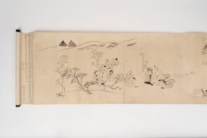 Emakimono su carta con scene di villaggio, Giappone secolo XIX  - Asta Incanti d'Arte - Associazione Nazionale - Case d'Asta italiane