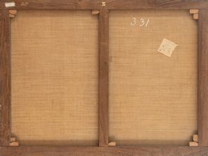 Scuola romana, secolo XVII : Paesaggio boschivo con cascata e pastori in primo piano  - Asta Incanti d'Arte - Associazione Nazionale - Case d'Asta italiane