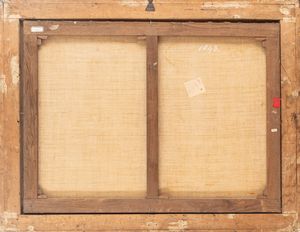 Pittore fiammingo attivo a Roma, ultimo quarto del secolo XVII - inizi del secolo XVIII : Paesaggio con tempio e città in lontananza  - Asta Incanti d'Arte - Associazione Nazionale - Case d'Asta italiane