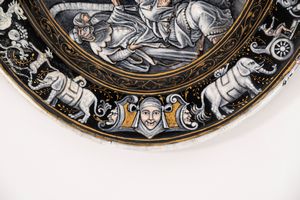 Attribuito a Pierre Reymond (1513-1584) : Piatto ovale in smalto di Limoges raffigurante Abramo rifiuta i doni del re di Sodoma  - Asta Incanti d'Arte - Associazione Nazionale - Case d'Asta italiane