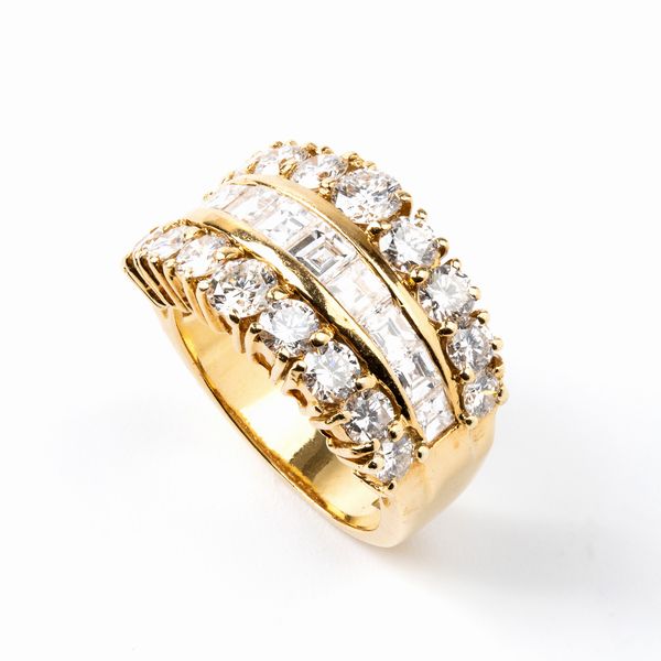 Anello a fascia con diamanti  - Asta Gioielli e Orologi - Associazione Nazionale - Case d'Asta italiane