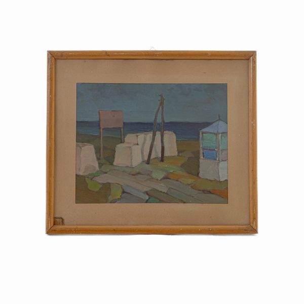 RENZO COLLURA : Riva solitaria  - Asta Smart Auction: arredi, dipinti, sculture, argenti e altro a prezzi vantaggiosi - Associazione Nazionale - Case d'Asta italiane