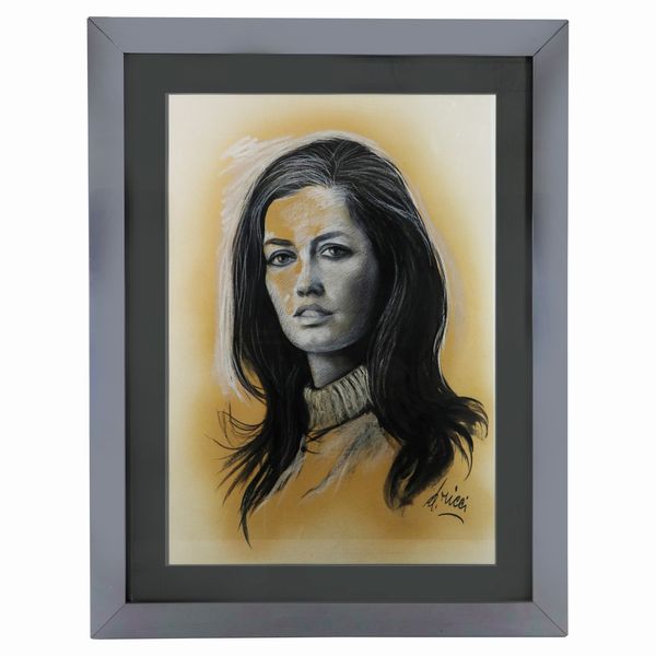 Ritratto di donna, disegno a matita su carta  - Asta Smart Auction: arredi, dipinti, sculture, argenti e altro a prezzi vantaggiosi - Associazione Nazionale - Case d'Asta italiane