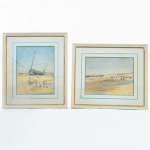 Marine, coppia di acquarelli su carta  - Asta Smart Auction: arredi, dipinti, sculture, argenti e altro a prezzi vantaggiosi - Associazione Nazionale - Case d'Asta italiane