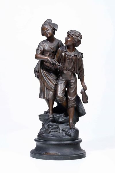 Da modello di Ren� Charles Mass� (1855-1913). Fonditore del XX secolo Il passaggio del guado  - Asta Scultura - Associazione Nazionale - Case d'Asta italiane