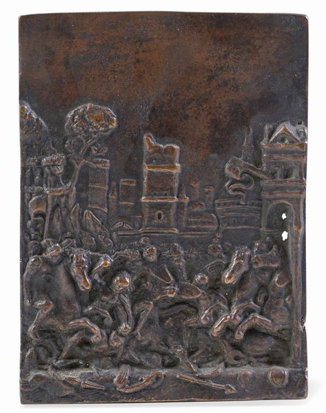 Combattimento alle porte di una citt�. Fonditore rinascimentale da Andrea Briosco, detto il Riccio (1470-1532)  - Asta Scultura - Associazione Nazionale - Case d'Asta italiane