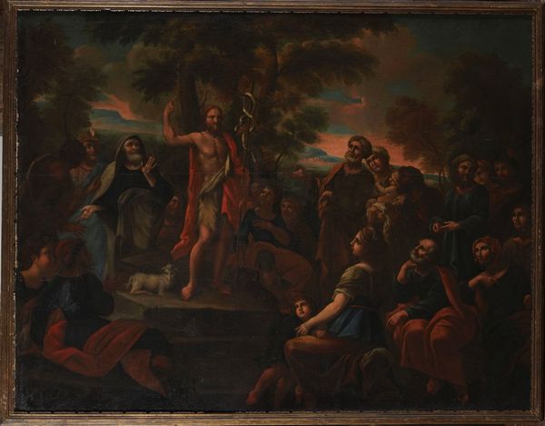 Scuola romana del XVIII secolo Predica di San Giovanni Battista  - Asta Dipinti Antichi - Associazione Nazionale - Case d'Asta italiane