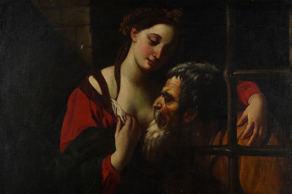 Scuola emiliana del XVIII secolo Carit� romana  - Asta Dipinti Antichi - Associazione Nazionale - Case d'Asta italiane