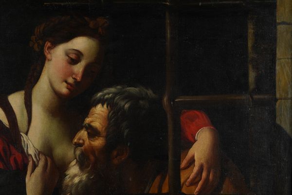 Scuola emiliana del XVIII secolo Carit� romana  - Asta Dipinti Antichi - Associazione Nazionale - Case d'Asta italiane