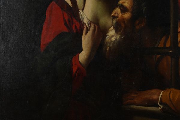 Scuola emiliana del XVIII secolo Carit� romana  - Asta Dipinti Antichi - Associazione Nazionale - Case d'Asta italiane