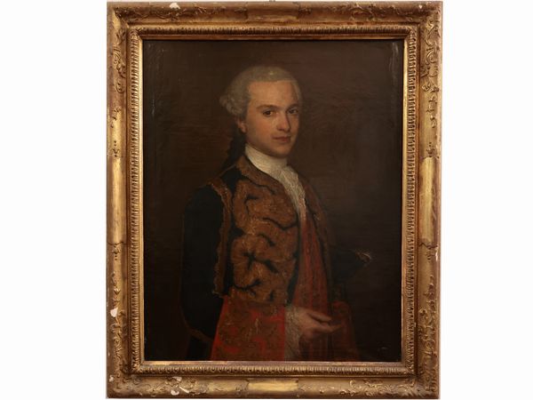 Scuola tedesca del XVIII secolo : Ritratto di gentiluomo in abiti settecenteschi  - Asta Una casa fiorentina - Associazione Nazionale - Case d'Asta italiane
