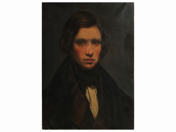 Scuola dell'Italia settentrionale della fine del XIX secolo : Ritratto di gentiluomo - Ritratto di gentildonna  - Asta Una casa fiorentina - Associazione Nazionale - Case d'Asta italiane