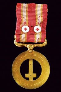 Rarissima medaglia di Castelfidardo in oro e smalti  - Asta Medaglie, Ordini e Decorazioni - Associazione Nazionale - Case d'Asta italiane