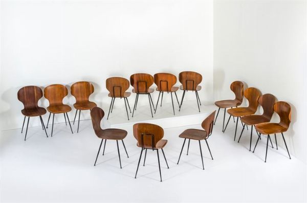 RATTI CARLO : Quattordici sedie mod. Lulli  - Asta Asta 147 Design - Associazione Nazionale - Case d'Asta italiane
