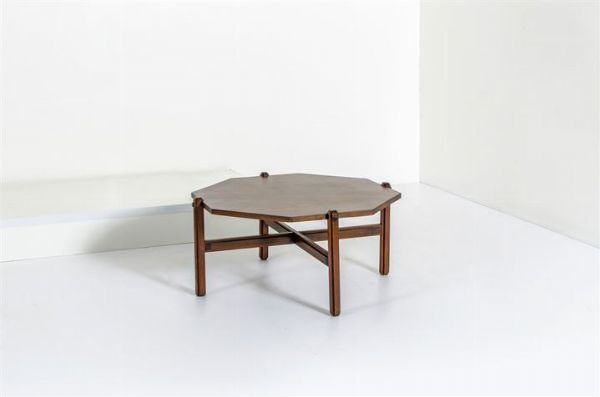 PARISI ICO : Tavolino basso in legno di teak. Prod. MIM anni '70 cm 40x86x86  - Asta Asta 147 Design - Associazione Nazionale - Case d'Asta italiane