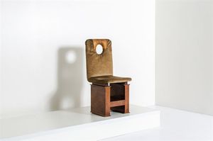 BRUNATI / MENDINI - Sedia con struttura in legno  imbottitura rivestita in velluto. Anni '50 cm 87x38x44