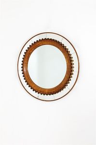 MARELLI - Specchio con cornice in legno. Anni '50 diam cm 100