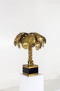 MAISON BAGUES - Lampada da tavolo in ottone modellato a raffigurare una palma. Anni '70 h cm 78