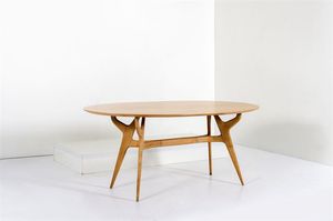 PRODUZIONE ITALIANA - Tavolo da pranzo in legno d'acero. Anni '50 cm 78x188x99