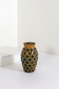 CERAMICHE BATIGNANI - Portaombrelli in ceramica decorata. Anni '50 h. cm 52
